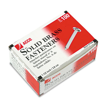 ACCO Brass Prong Paper Fasteners, #6, 1.5" Capacity, Brass, 100-box freeshipping - TVN Wholesale